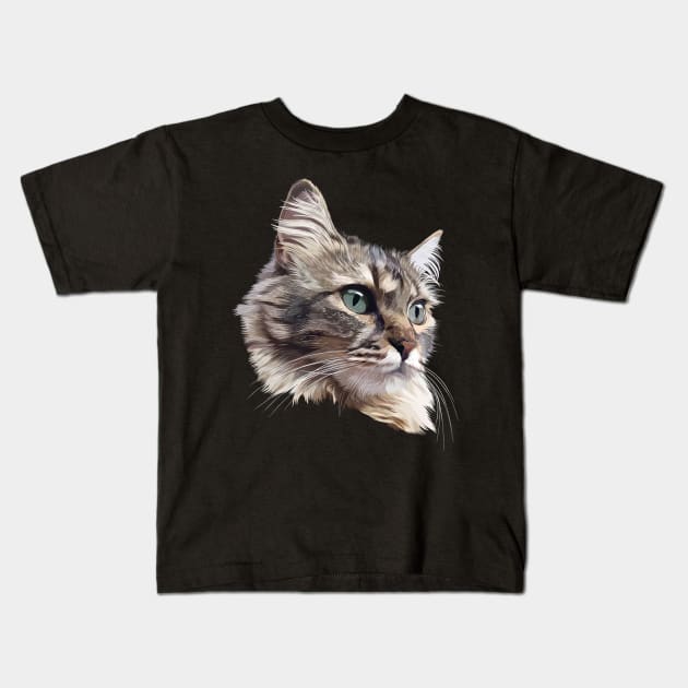 Head Cat Kids T-Shirt by Pixel Poetry